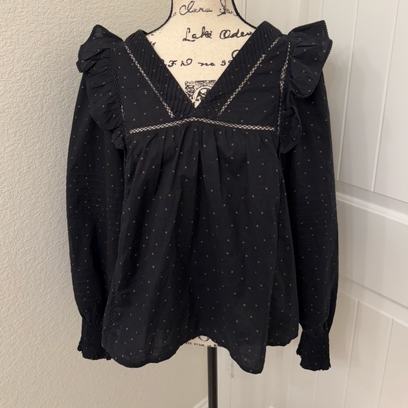 Madewell Tops - Madewell Black Ruffle shirt Tunic sz S